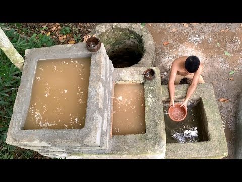 Primitive technology: Upgrade groundwater filter tank (build clean water filter tanks in the forest)