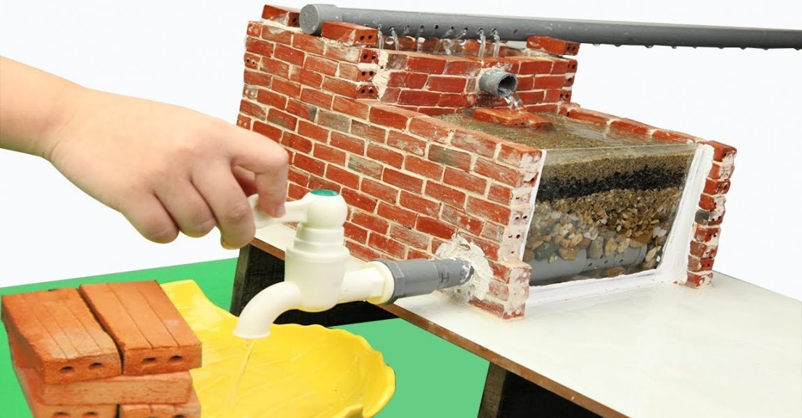 Bricklaying model, How to build a water filter tank with mini bricks - Full Video