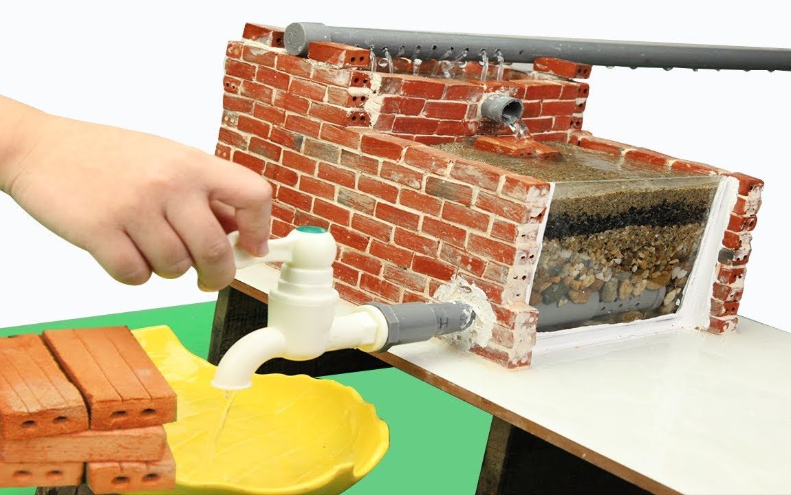 Bricklaying model, How to build a water filter tank with mini bricks - Full Video