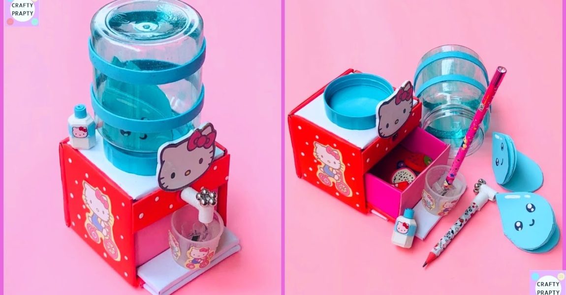 How to make Hello kitty Toy Water Filter Stationery Organizer With paper/ School supplies