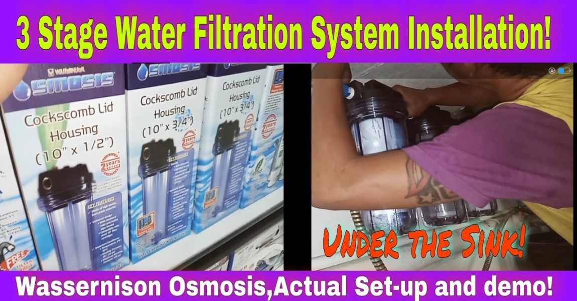UNDER THE SINK,3 STAGE #WATER FILTER SYSTEM INSTALLATION/WASSERNISON OSMOSIS,ACTUAL SET-UP AND DEMO.