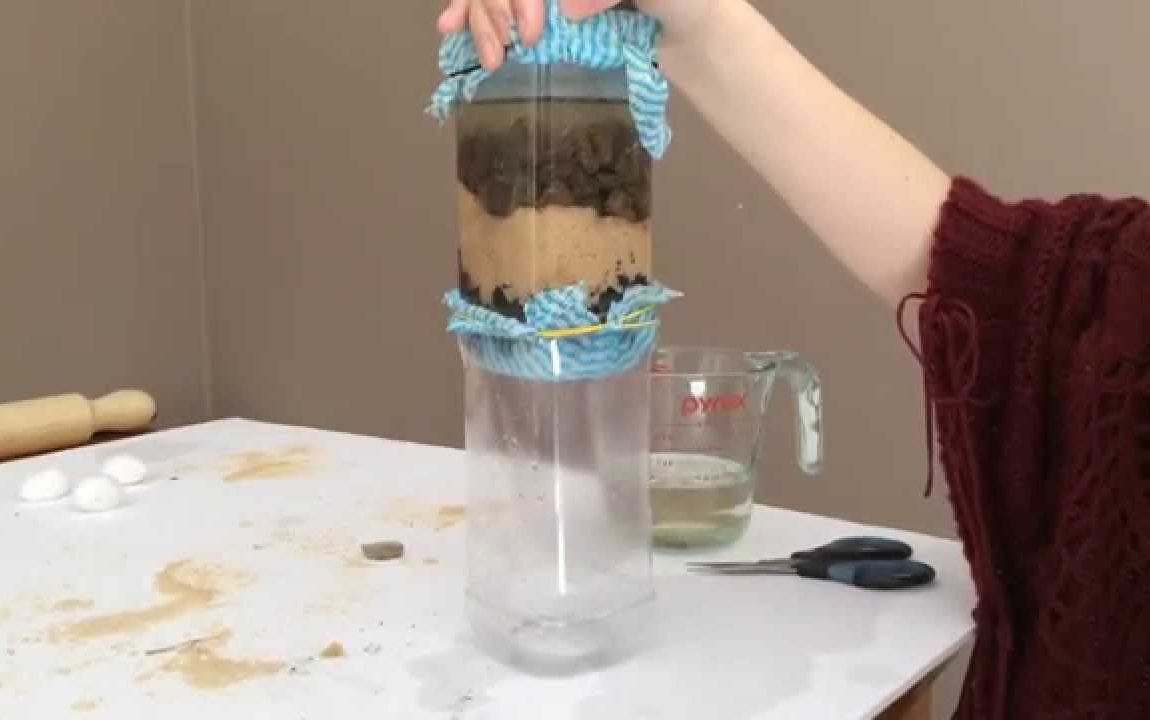 Homemade Water Filter completed - Science Project