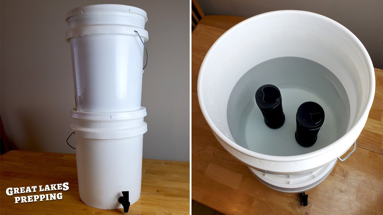 DIY Big Berkey Style Water Filter System with 5 Gallon Buckets (for 1/4